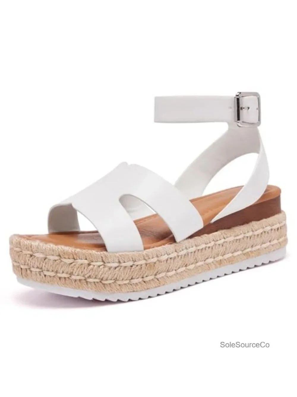 Women's Platform Espadrille Sandals Adjustable Ankle Strap Wedge Open Toe PU